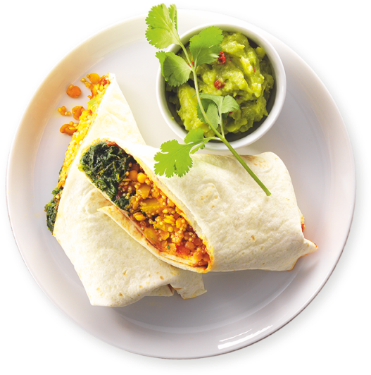 BURRITOS MIT QUINOA-SPINAT-FÜLLUNG UND GUACAMOLE